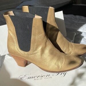 EMERSON FRY Gold and Black Lennon Ankle Boots leather size 39